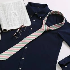 Allegra K Accessories Linen Stripe Pattern Formal Casual Ties Skinny Self Tie Business Necktie For Men