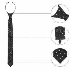 Allegra K Pre Tied Polka Dots Formal Casual Narrow Slim Ties Adjustable Zipper Neck Tie For Men Accessories
