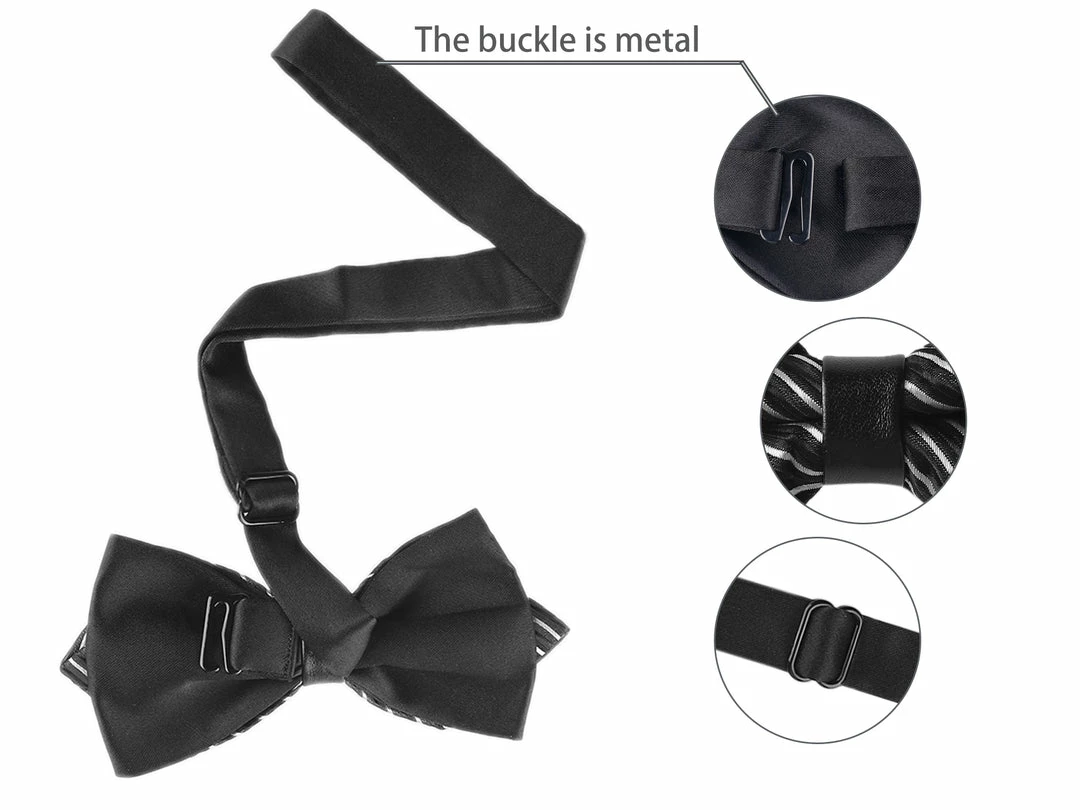 Allegra K Men's Striped Pre-tied Bow Ties Neck Adjustable Bowties Pointed Wedding Bow Tie Accessories 11 Allegra K Men's Striped Pre-tied Bow Ties Neck Adjustable Bowties Pointed Wedding Bow Tie Accessories