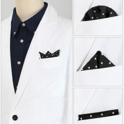 Allegra K Men's Self Folded Polka Dots Pocket Squares Handkerchiefs For Wedding Business Accessories