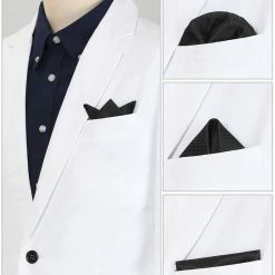 Allegra K Men's Handkerchiefs Pocket Squares Solid Color Classic Little Grid For Wedding Business Accessories