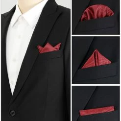 Allegra K Men's Handkerchiefs Pocket Squares Solid Color Classic Little Grid For Wedding Business Accessories