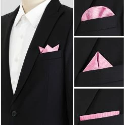 Allegra K Pocket Squares For Men Handkerchiefs Classic Silver Polka Dots Solid Color For Wedding Business Accessories