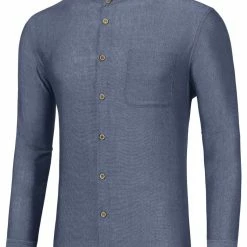 Allegra K Men Banded Collar Shirt Washed Cotton Long Sleeve Casual Button Down Shirts 57 Allegra K Men Banded Collar Shirt Washed Cotton Long Sleeve Casual Button Down Shirts