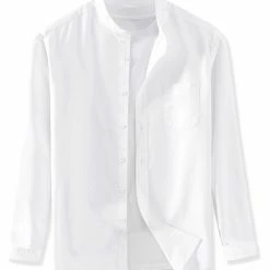 Allegra K Men Banded Collar Shirt Washed Cotton Long Sleeve Casual Button Down Shirts 63 Allegra K Men Banded Collar Shirt Washed Cotton Long Sleeve Casual Button Down Shirts