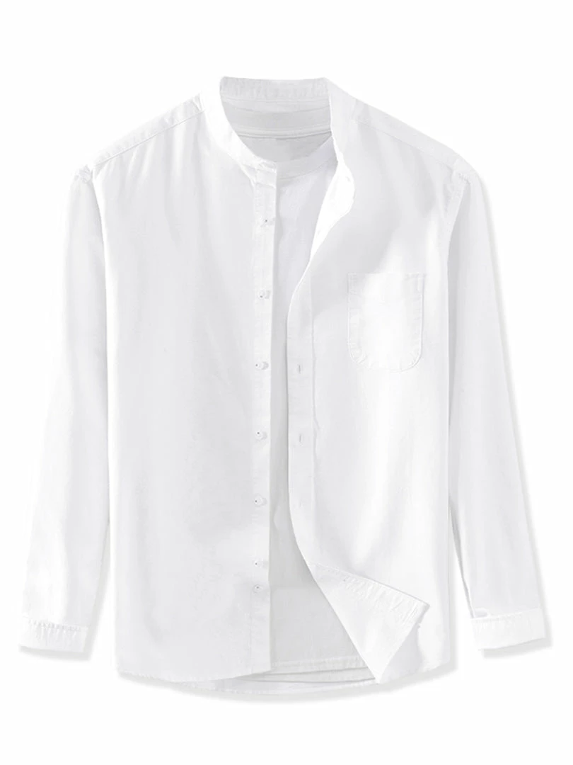 Allegra K Men Banded Collar Shirt Washed Cotton Long Sleeve Casual Button Down Shirts 28 Allegra K Men Banded Collar Shirt Washed Cotton Long Sleeve Casual Button Down Shirts