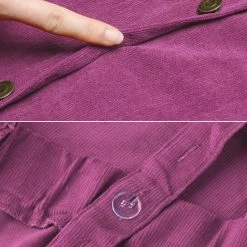 Allegra K Women's Corduroy Button Decor A Line Suspender Overall Skirt Dress