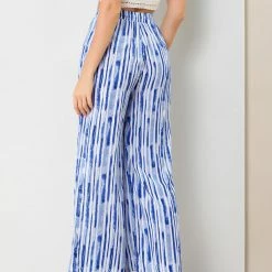 Allegra K Women's Stripe Drawstring Waist Tie Dye Wide Leg Pants 24 Allegra K Women's Stripe Drawstring Waist Tie Dye Wide Leg Pants
