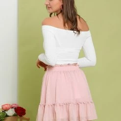 Allegra K Women's Swiss Dots Metallic Elastic Waist A-Line Layered Ruffle Mini Skirt 14 Allegra K Women's Swiss Dots Metallic Elastic Waist A-Line Layered Ruffle Mini Skirt