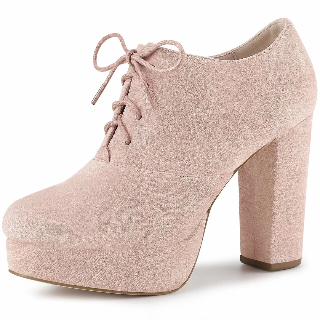 Allegra K Shoes Women's Platform Chunky Heel Lace Up Booties 10 Allegra K Shoes Women's Platform Chunky Heel Lace Up Booties