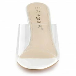 Allegra K Shoes Women's Glitter Chunky Heel Clear Slides Sandals 24 Allegra K Shoes Women's Glitter Chunky Heel Clear Slides Sandals