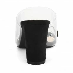 Allegra K Women's Ring Chunky Heel Clear Slides Sandals Shoes