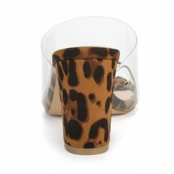 Allegra K Women's Ring Chunky Heel Clear Slides Sandals Shoes