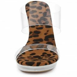 Allegra K Women's Platform Clear Heel Slide Sandals Shoes