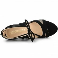 Allegra K Women's Mesh Open Toe Stiletto Strappy Heel Sandals Shoes