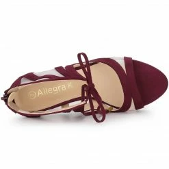 Allegra K Women's Mesh Open Toe Stiletto Strappy Heel Sandals Shoes