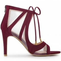 Allegra K Women's Mesh Open Toe Stiletto Strappy Heel Sandals Shoes