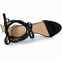 Allegra K Shoes Women's Open Toe Stiletto Heel Lace Up Heels Sandals