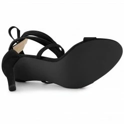 Allegra K Shoes Women's Open Toe Stiletto Heel Lace Up Heels Sandals