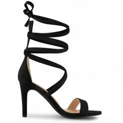Allegra K Shoes Women's Open Toe Stiletto Heel Lace Up Heels Sandals