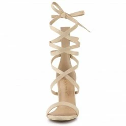 Allegra K Shoes Women's Open Toe Stiletto Heel Lace Up Heels Sandals