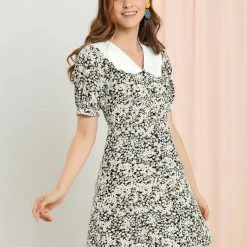 Allegra K Women's Peter Pan Collar Floral Dress Bow Tie Short Sleeve Summe Dresses 47 Allegra K Women's Peter Pan Collar Floral Dress Bow Tie Short Sleeve Summe Dresses