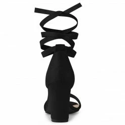 Allegra K Women's Faux Suede Chunky Heels Lace Up Sandals Shoes