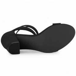 Allegra K Women's Faux Suede Chunky Heels Lace Up Sandals Shoes