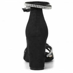 Allegra K Women's Rhinestone Ankle Strap Chunky Heel Sandals 33 Allegra K Women's Rhinestone Ankle Strap Chunky Heel Sandals