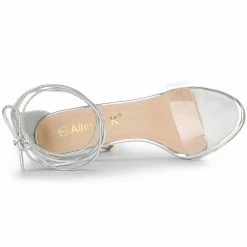 Allegra K Women's Clear Strap Stiletto Heel Lace Up Sandals Shoes