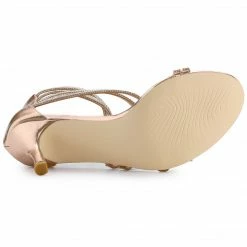 Allegra K Shoes Women's Ankle Strap Rhinestone Stiletto Heels Sandals