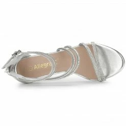 Allegra K Shoes Women's Ankle Strap Rhinestone Stiletto Heels Sandals