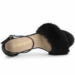 Allegra K Women's Glitter Faux Fur Stiletto Heel Sandals Shoes 29 Allegra K Women's Glitter Faux Fur Stiletto Heel Sandals Shoes
