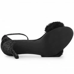 Allegra K Women's Glitter Faux Fur Stiletto Heel Sandals Shoes 30 Allegra K Women's Glitter Faux Fur Stiletto Heel Sandals Shoes