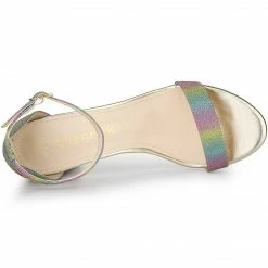 Allegra K Shoes Women's Gradient Glitter Heels Chunky Heels Sandals