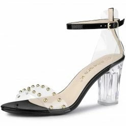 Allegra K Women's Clear Block Heel Ankle Strap Heeled Sandals Shoes 16 Allegra K Women's Clear Block Heel Ankle Strap Heeled Sandals Shoes
