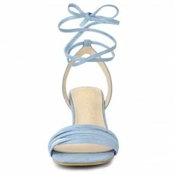 Allegra K Women's Open Toe Lace Up Stiletto Heels Sandals