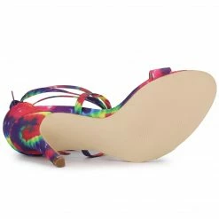 Allegra K Women's Tie Dye Lace Up Stiletto Heel Sandals