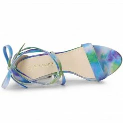 Allegra K Women's Tie Dye Lace Up Stiletto Heel Sandals