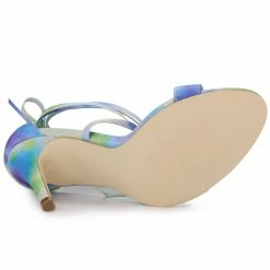 Allegra K Women's Tie Dye Lace Up Stiletto Heel Sandals