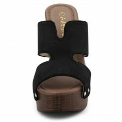 Allegra K Women's Faux Suede Platform High Block Heel Slides Sandals Shoes 32 Allegra K Women's Faux Suede Platform High Block Heel Slides Sandals Shoes