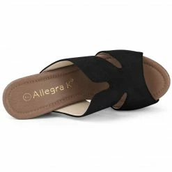 Allegra K Women's Faux Suede Platform High Block Heel Slides Sandals Shoes 34 Allegra K Women's Faux Suede Platform High Block Heel Slides Sandals Shoes