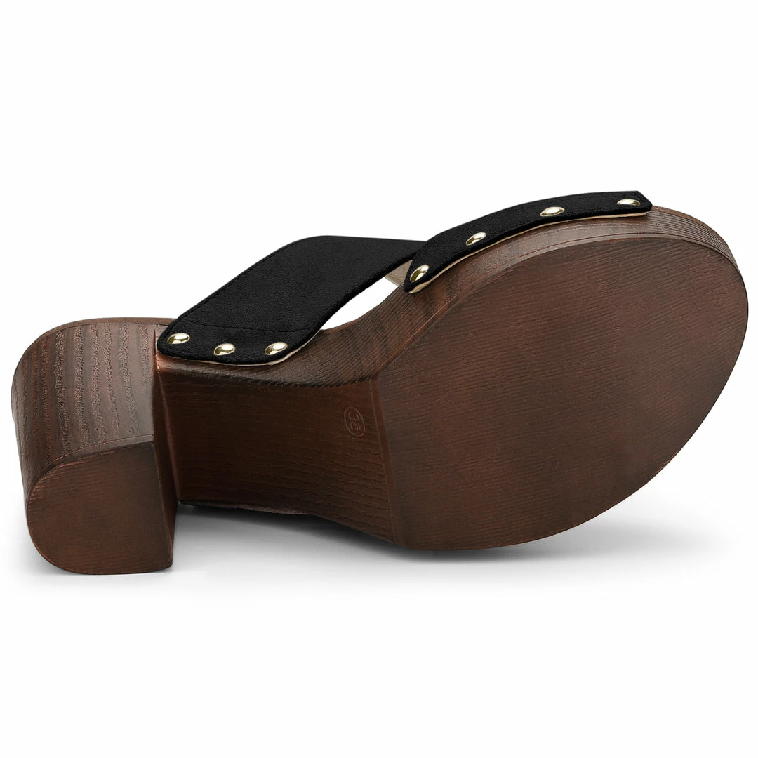 Allegra K Women's Faux Suede Platform High Block Heel Slides Sandals Shoes 15 Allegra K Women's Faux Suede Platform High Block Heel Slides Sandals Shoes