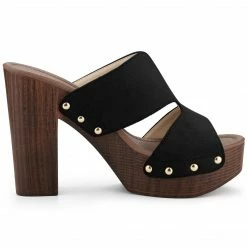 Allegra K Women's Faux Suede Platform High Block Heel Slides Sandals Shoes 36 Allegra K Women's Faux Suede Platform High Block Heel Slides Sandals Shoes