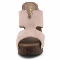 Allegra K Women's Faux Suede Platform High Block Heel Slides Sandals Shoes 39 Allegra K Women's Faux Suede Platform High Block Heel Slides Sandals Shoes