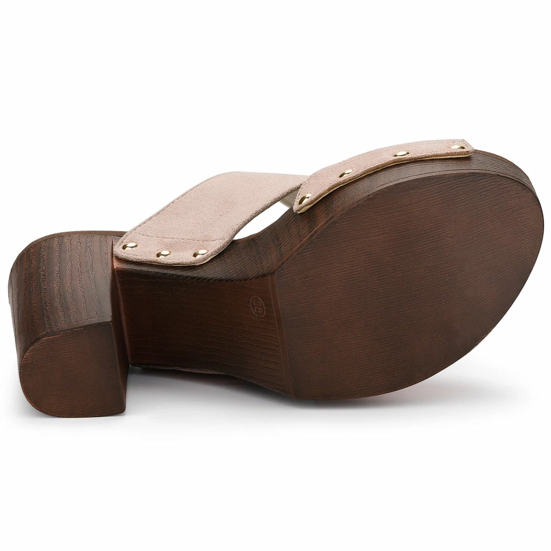 Allegra K Women's Faux Suede Platform High Block Heel Slides Sandals Shoes 22 Allegra K Women's Faux Suede Platform High Block Heel Slides Sandals Shoes