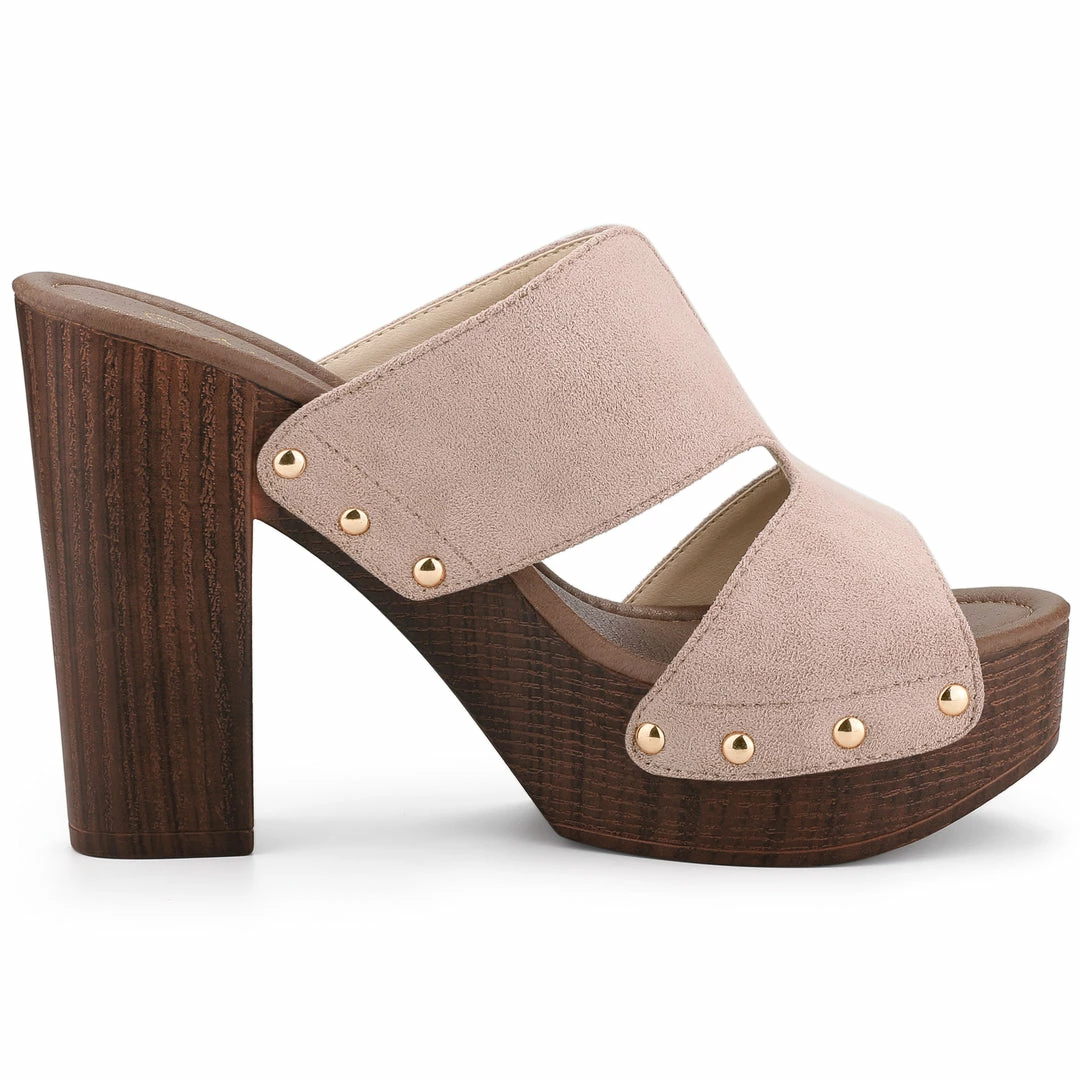 Allegra K Women's Faux Suede Platform High Block Heel Slides Sandals Shoes 23 Allegra K Women's Faux Suede Platform High Block Heel Slides Sandals Shoes