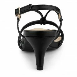 Allegra K Shoes Women's Strappy Slingback Kitten Heels Sandals