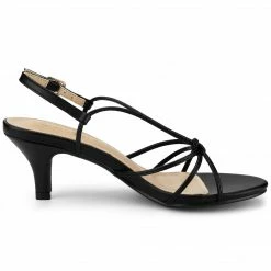 Allegra K Shoes Women's Strappy Slingback Kitten Heels Sandals