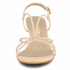 Allegra K Shoes Women's Strappy Slingback Kitten Heels Sandals